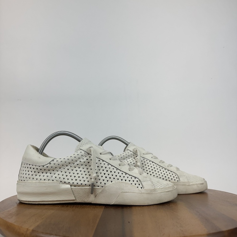 Womens Dolce Vita Zina 360 White Perforated Leather Low Sneakers Size 10 M GUC